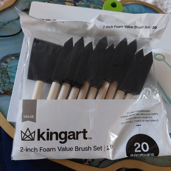 Kingart Brushes 2 inch foam value set of 10 LEFT FOR ANY DIY PROJECTS - Picture 1 of 3